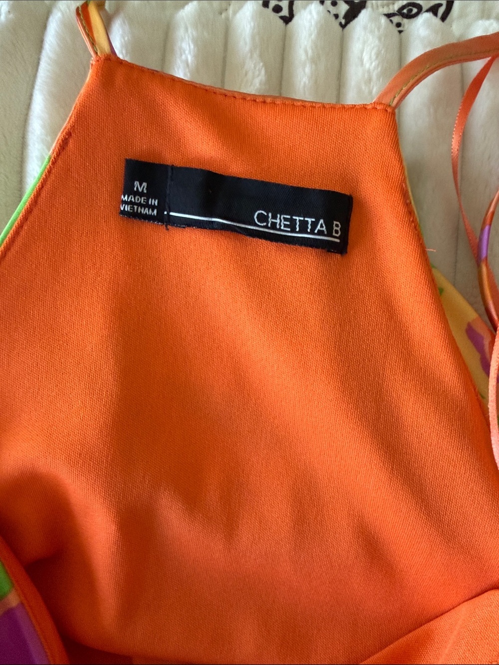 Chetta B Green Floral Slip Dress with Orange, Pink & Purple Blooms - Picture 5 of 7